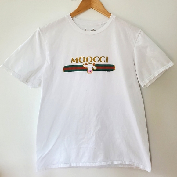 Cows Other - MOOCCI Haute COWture Parody Line from Cows Ice Cream Co. White T-Shirt (Medium)